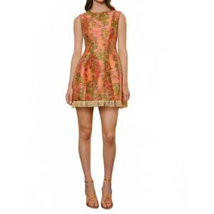 NEW MAUDE felicity brocade dress in berry multi